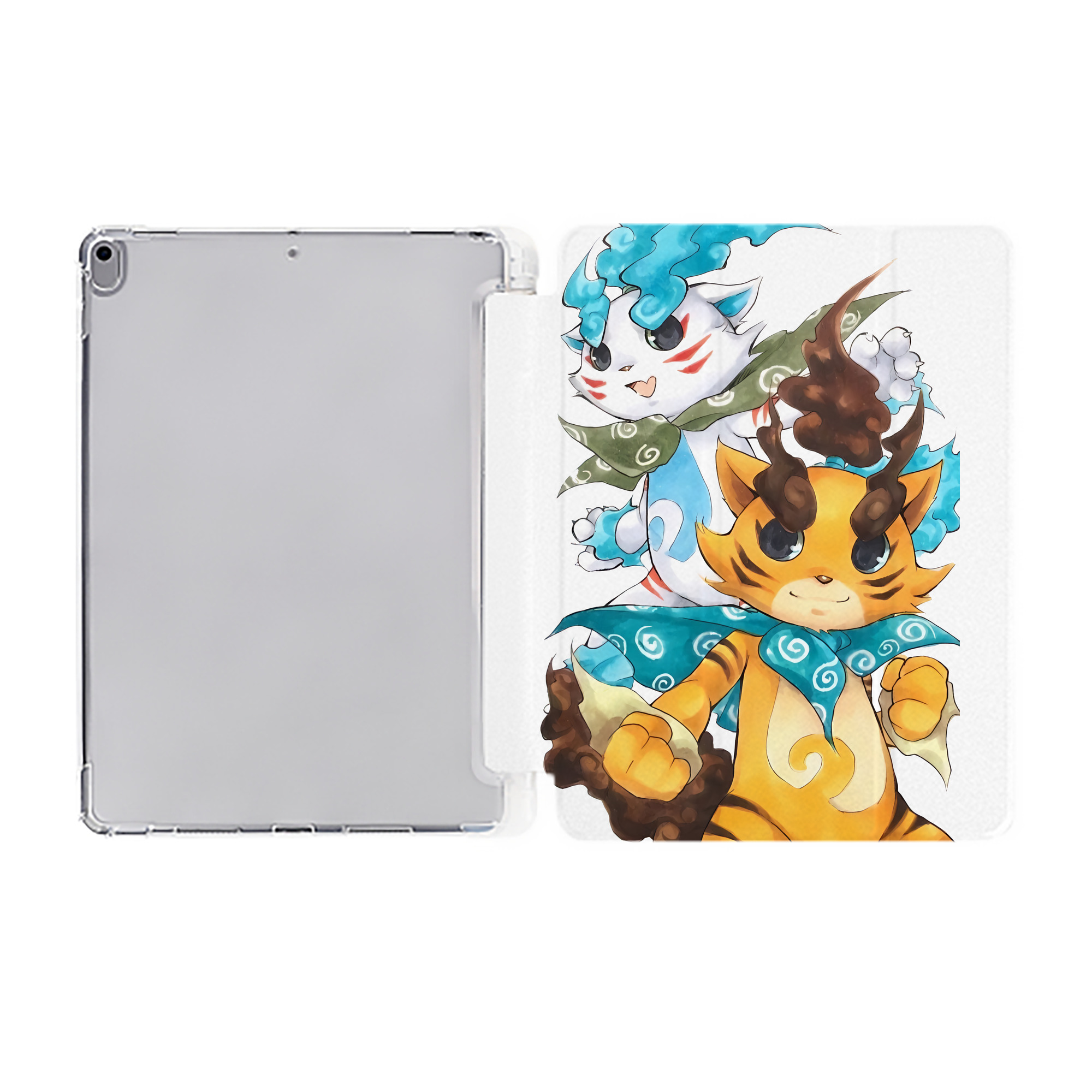 （画像用） 妖怪ウォッチ Yo-kai Watch IPad ケース ペン収納付き 三つ折りスタンド PUレザー×シリコン 対応機種9.5/10.5/10.9インチ